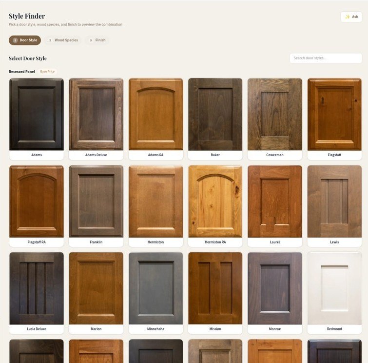 Style Finder grid of wood cabinet door styles